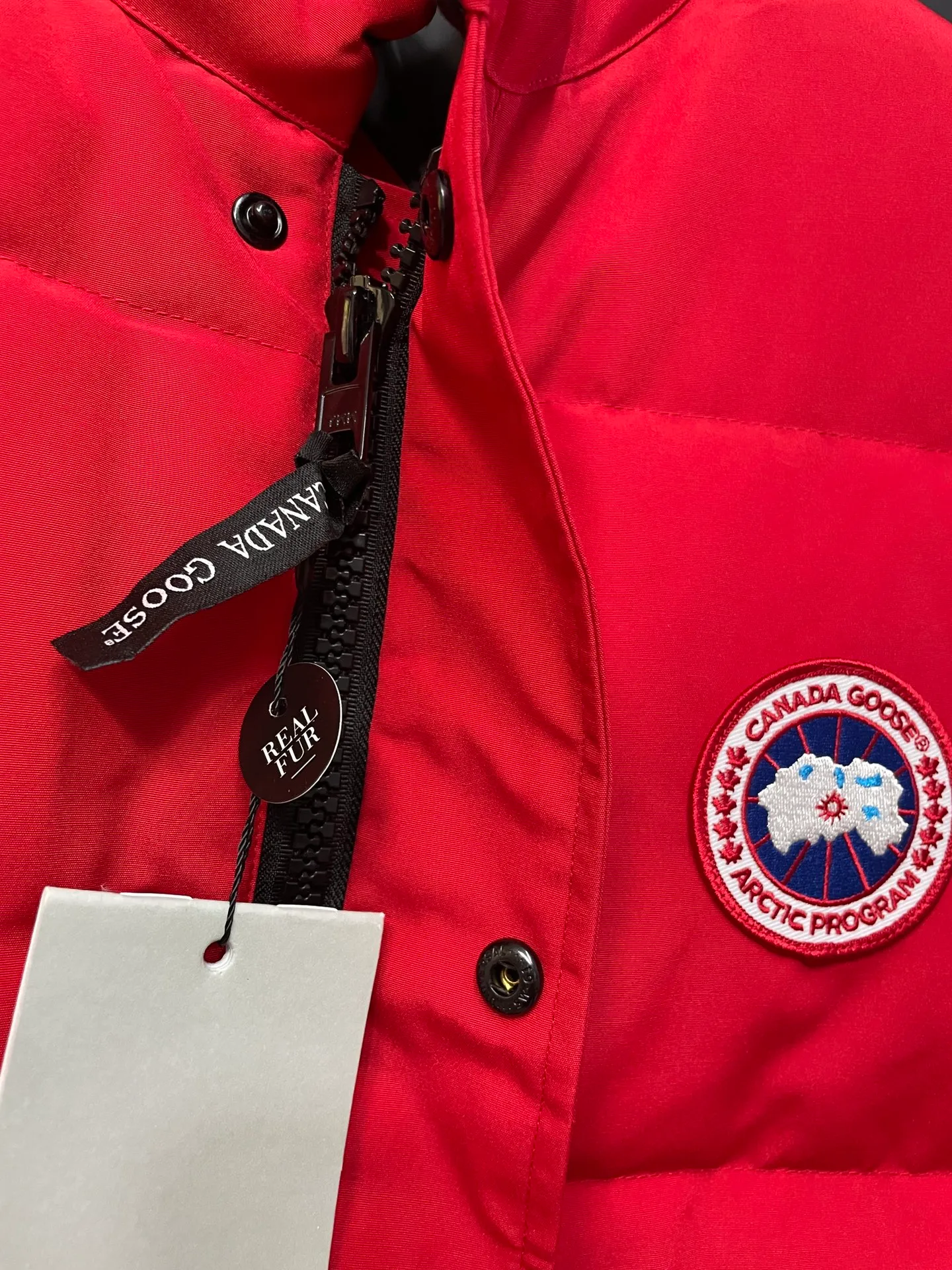 Red canada goose freestylecrew 🎗 zp 🎗 t Premium ， 90 🎗 🎗zp 90 Lightweight 🎗ykk 🎗 zp zp Size:XS-XXL